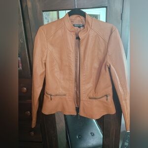 Baccini Vegan Leather Women's Camel Orange Jacket